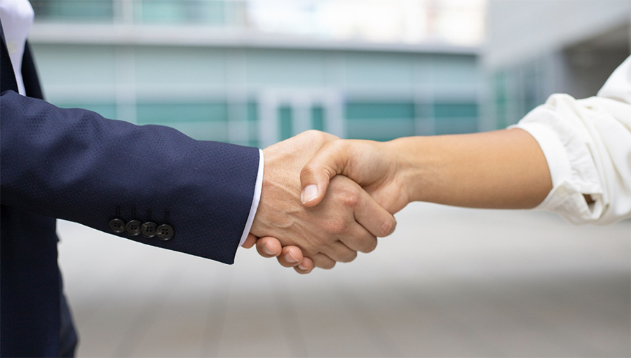 Closing a deal with a handshake